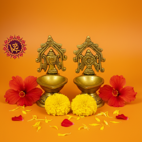 TPS-LMP-1002_Antique Brass Sangu Chakra Deepam_WITH LOGO